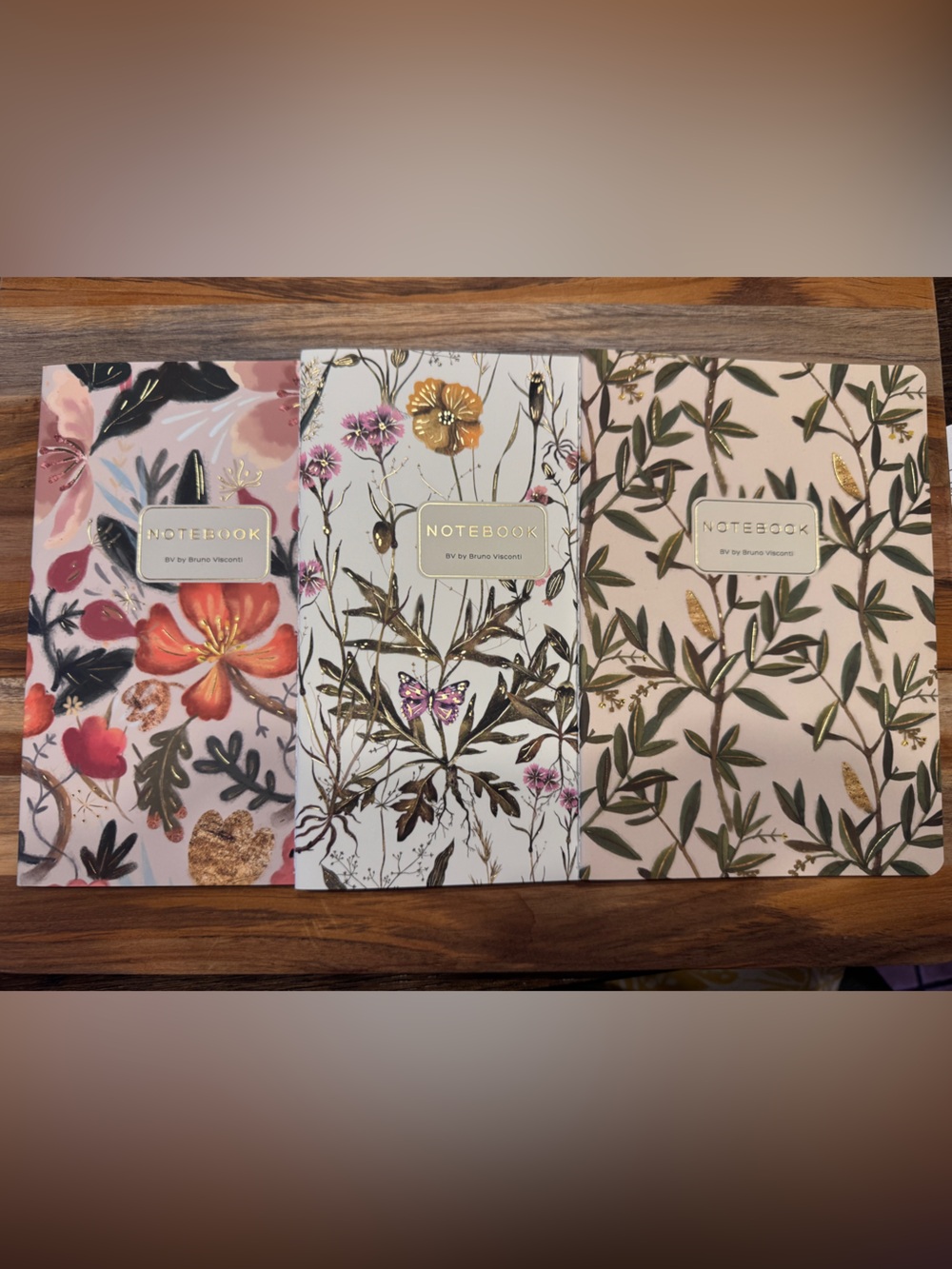 Set of 3 Gorgeous Gold Foil Detailed Soft Touch Notebook Journals- lovely gift!